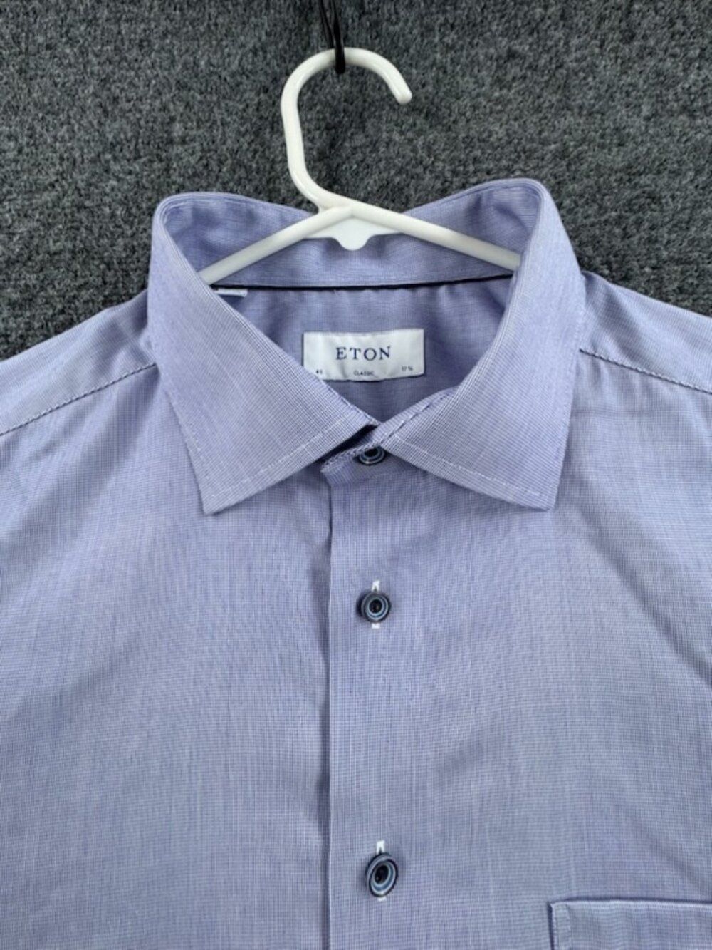 Eton Signature Twill Classic Blue 17.75 Work Long Sleeve Elegant Cotton Men